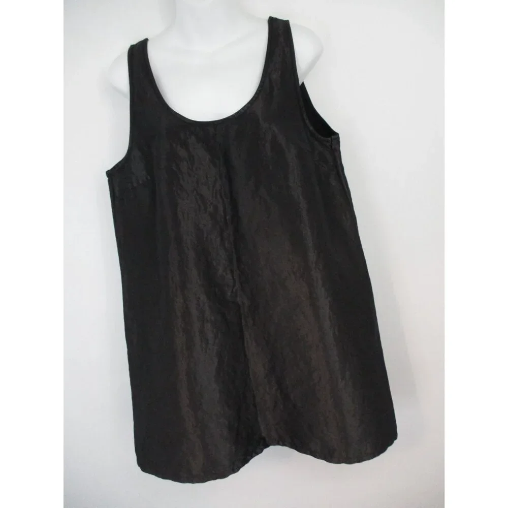 Zara Black Mini Dress Satin Effect Womens XL Sleeveless